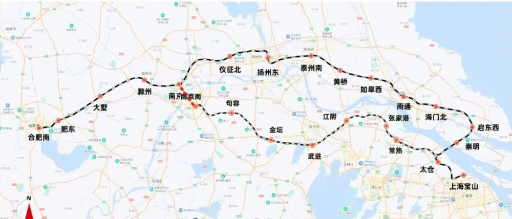 曝光!北沿江高铁路线图来了,共16座车站,四站在南通!