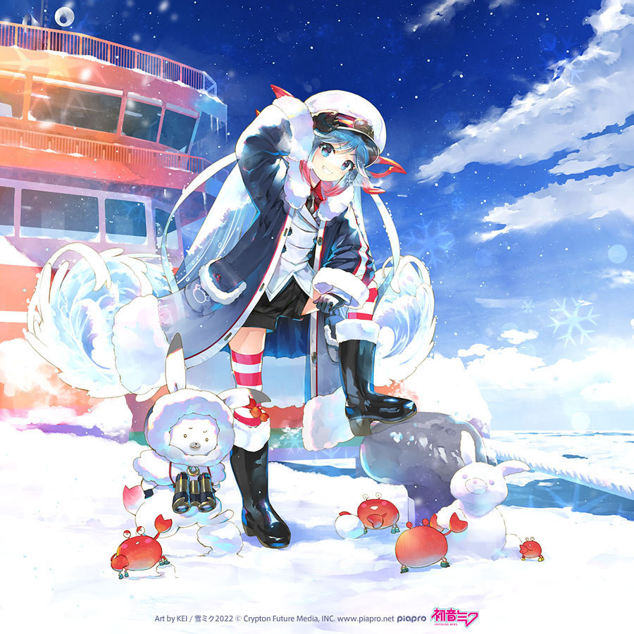 雪初音官方视觉图画师设计全员舰长装2022款雪初音可爱超标