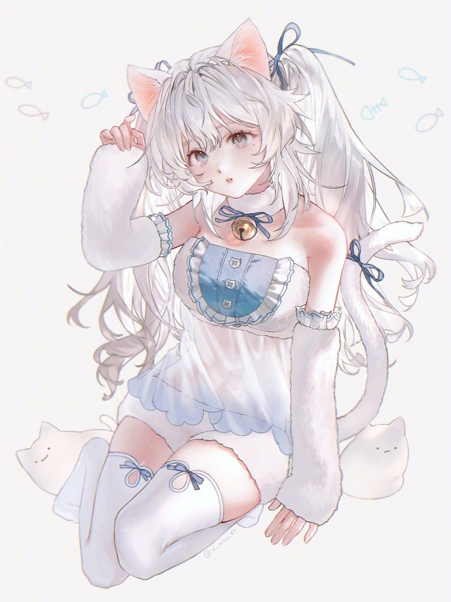 画师绘制的二次元少女,让你迷上白发角色