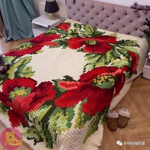 超大钩针床单,用拼花来钩像素图