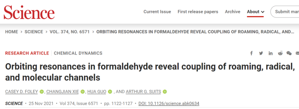 相关成果以题为"orbiting resonances in formaldehyde reveal