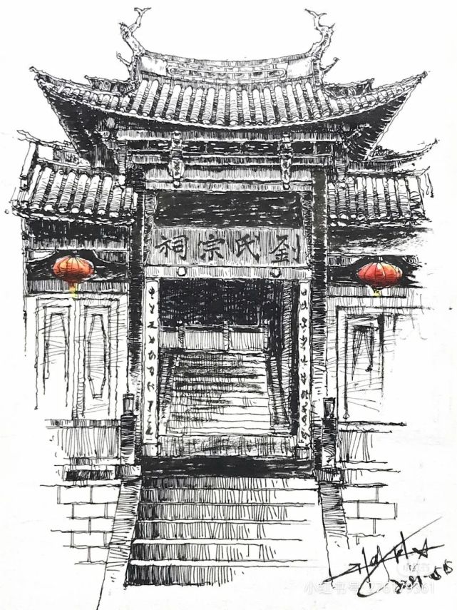 钢笔速写|皓熙笔下的中国古建筑