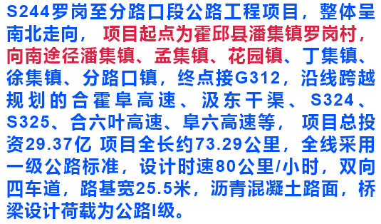 项目总投资2937亿霍邱s244一期工程基本完工