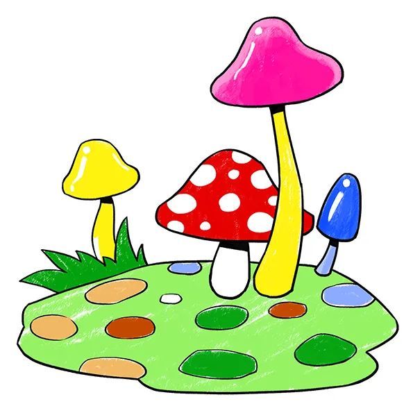 少儿美术课程分享 换种思路画《蘑菇》