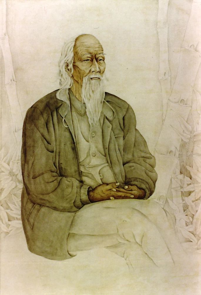 《老者画像》工笔人物写生造像(纸本)70×110cm