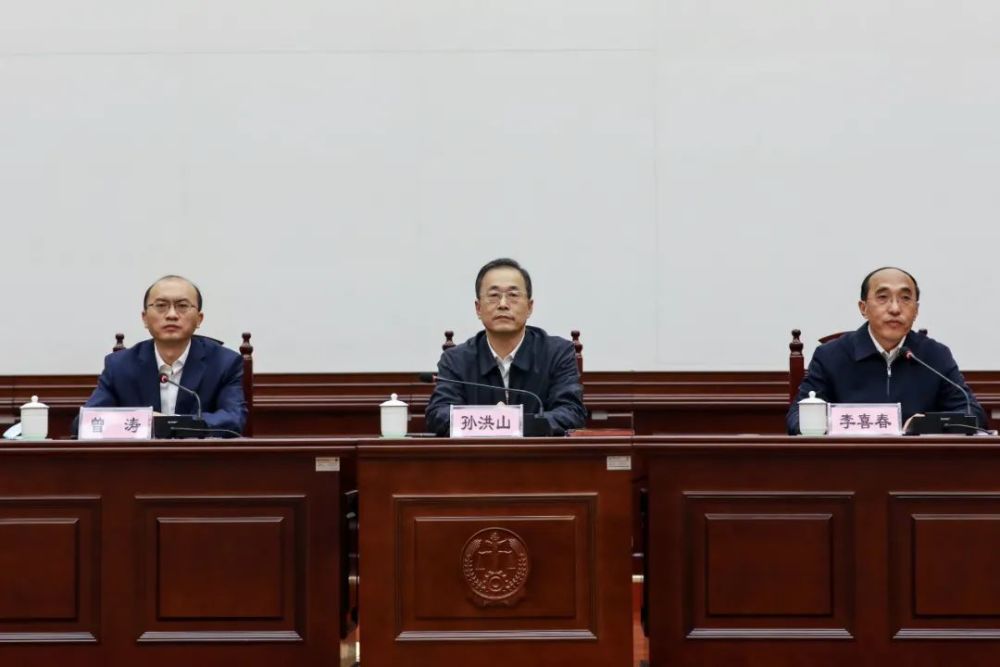 庭审结束后,省高院党组副书记,副院长李喜春围绕案件事实,程序等方面