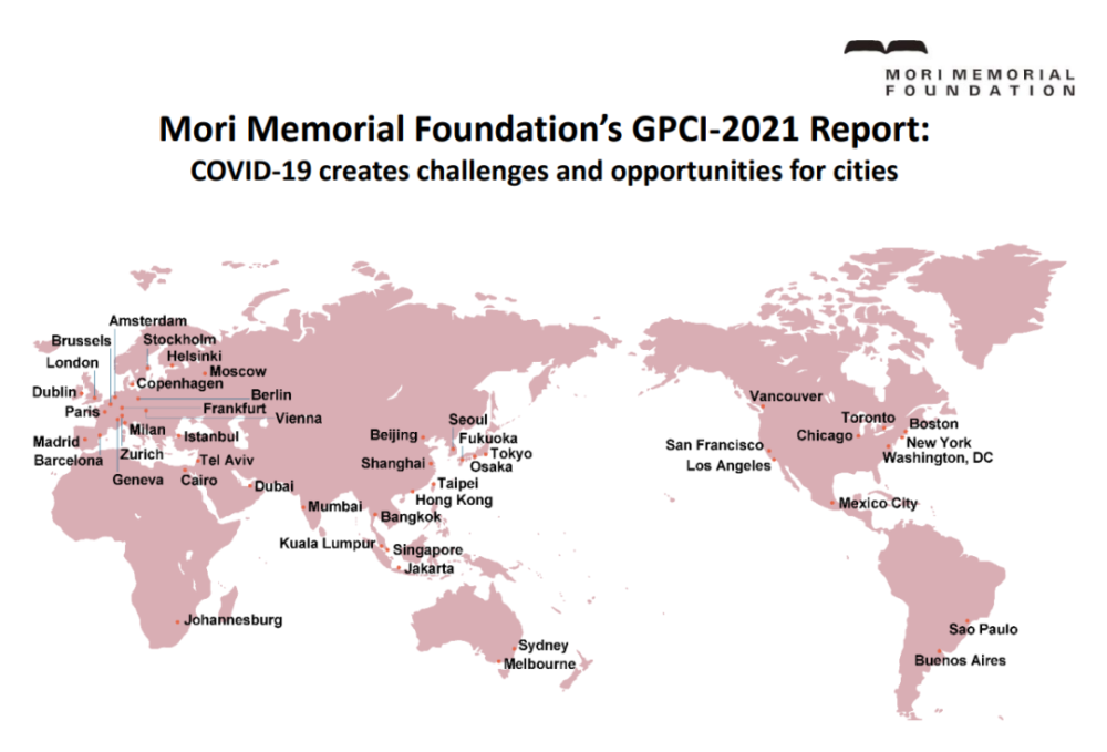 2021全球城市实力指数发布,东京,马德里,上海均上榜top10