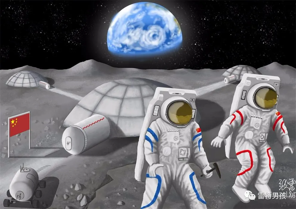对航天科技的一些思考《月球基地》绘画过程