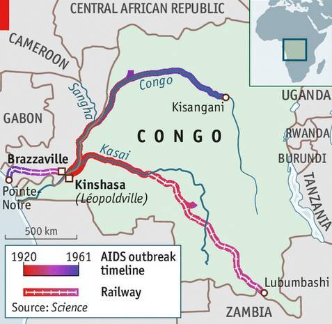 沿着刚果和开赛)和铁路运输使m组病毒一路传播到基桑加尼和卢本巴希