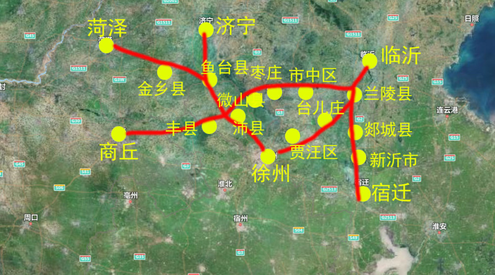 但内部城市之间的城际高速铁路却并不完善,徐州-临沂,徐州-济宁,徐州