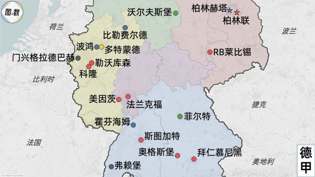 21-22赛季德甲地理-1 北莱茵-威斯特法伦州（多特蒙德、勒沃库森、科隆、比勒费尔德等）