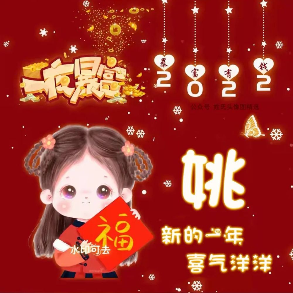 送你80张2022一夜暴富姓氏头像