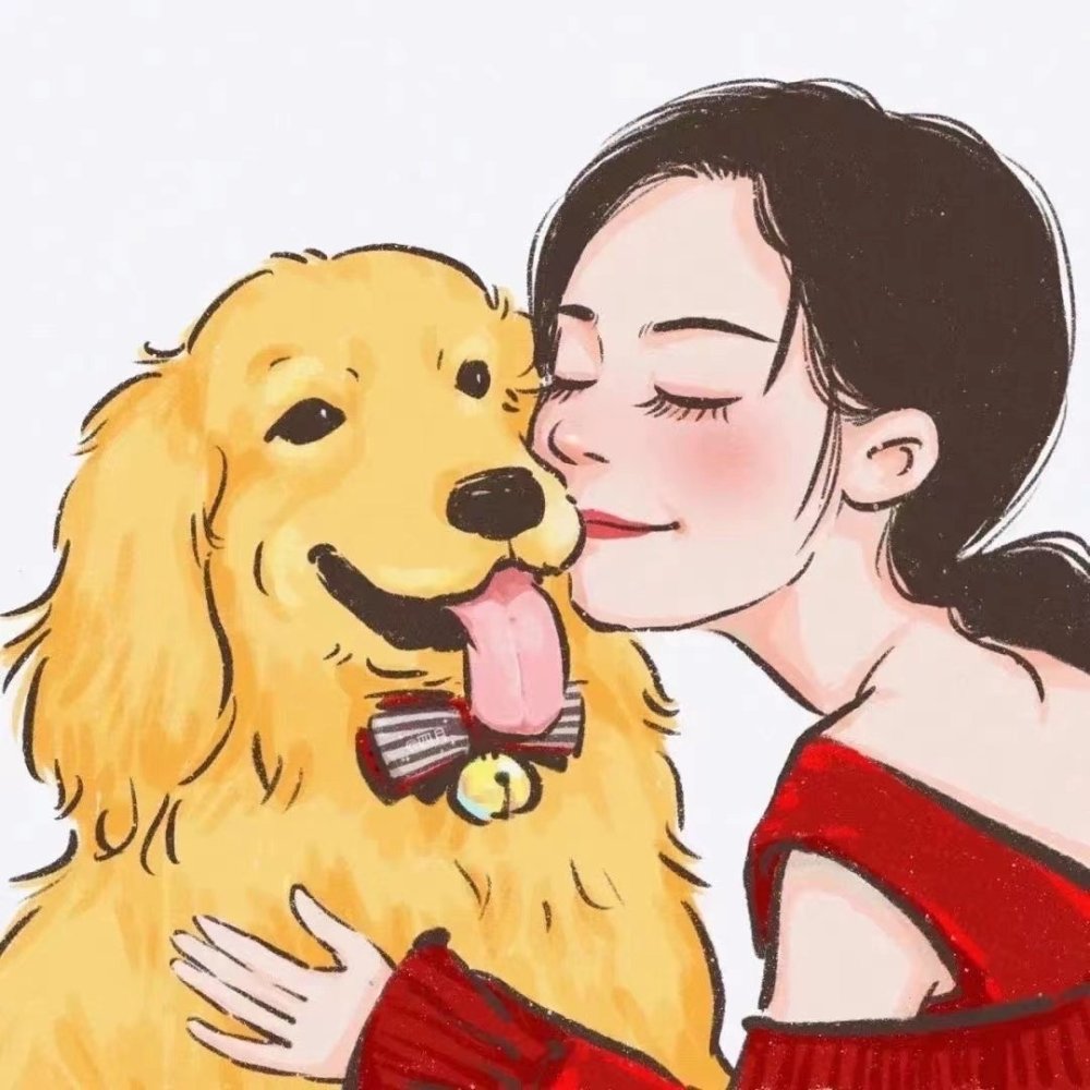 爱狗人士|手绘女生头像