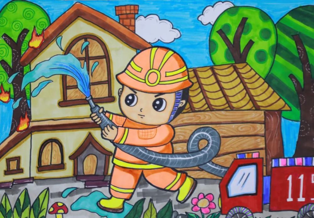 我是小小消防员优秀绘画作品展播一