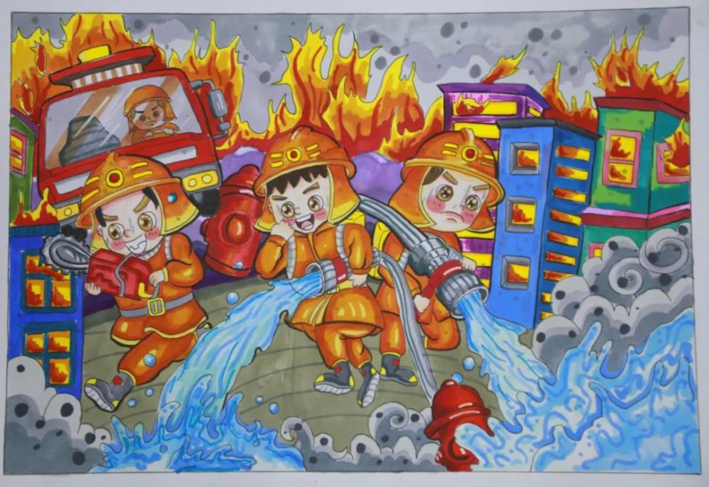 我是小小消防员优秀绘画作品展播一