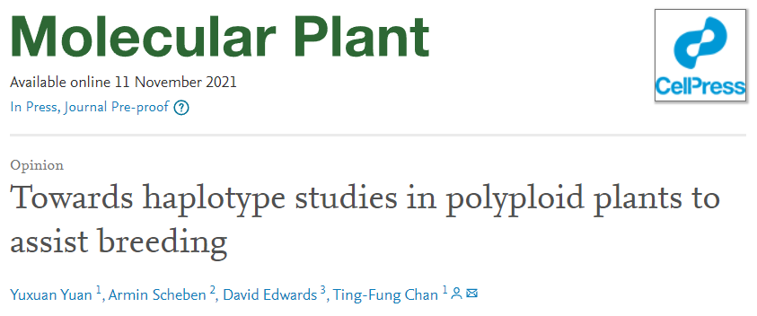 大学联合完成的题为" towards haplotype studies in polyploid