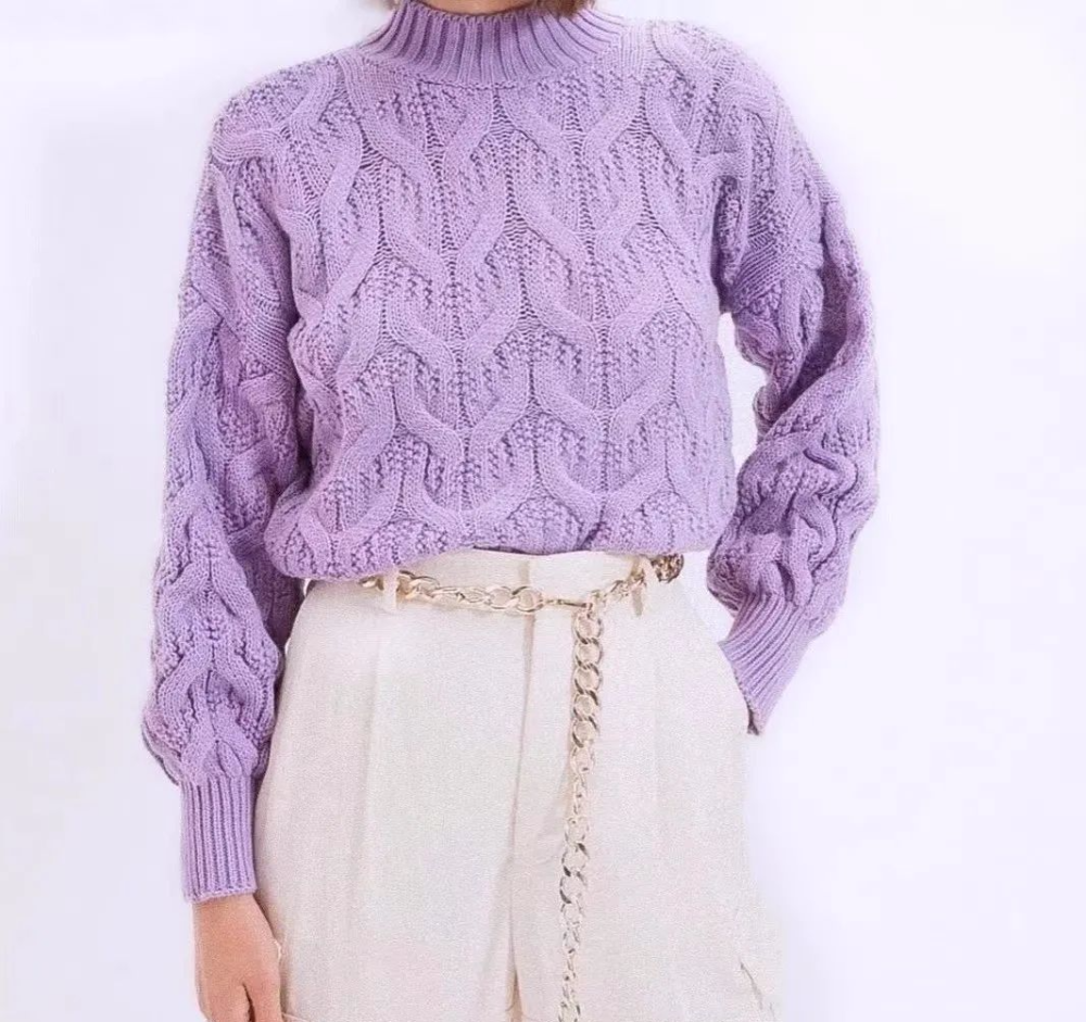 忧郁的紫色时光棒针毛衣——含花样图解