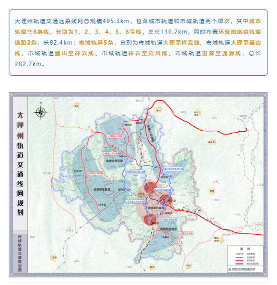 大理州轨道交通规划实在超前,总里程也就比昆明少一条