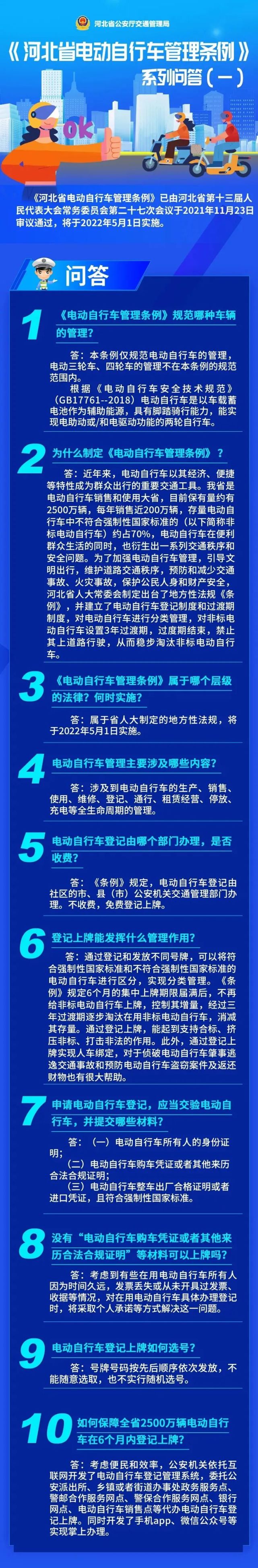 河北省电动自行车管理条例系列问答一