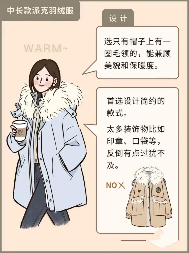 羽绒服的选款和搭配,都被这位漫画师"画"了出来,真是太美了