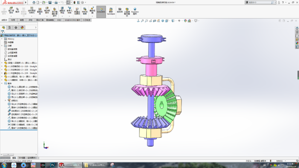 用solidworks制作的锥齿轮同轴反转机构