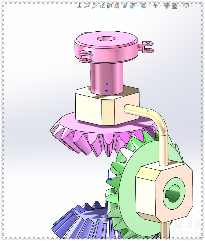 用solidworks制作的锥齿轮同轴反转机构