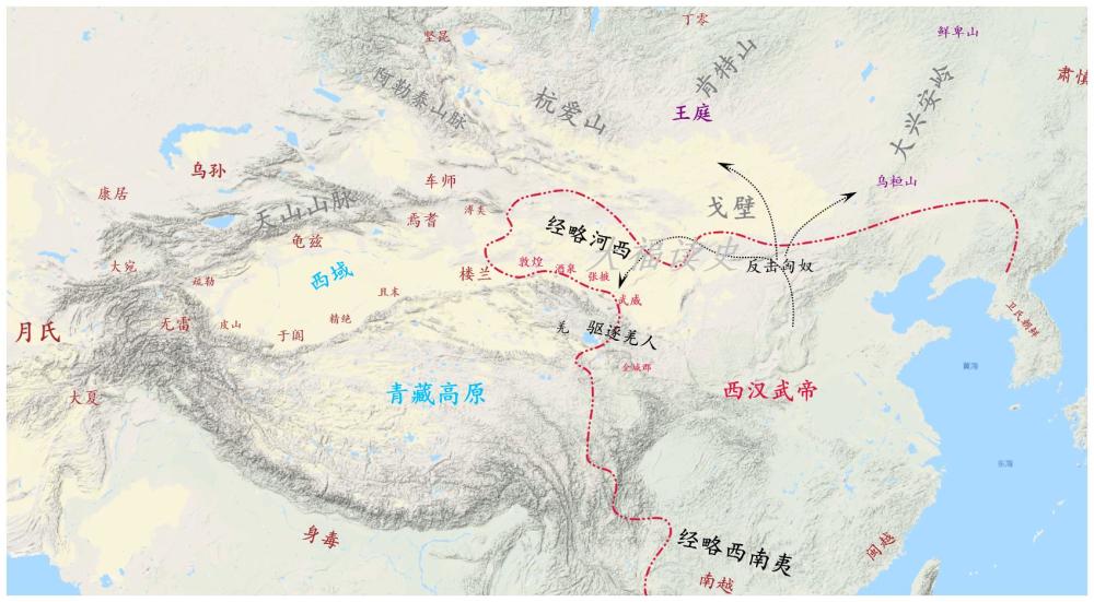 图说汉武帝经营河西走廊和西域,看完才明白西汉的真实战略意图!