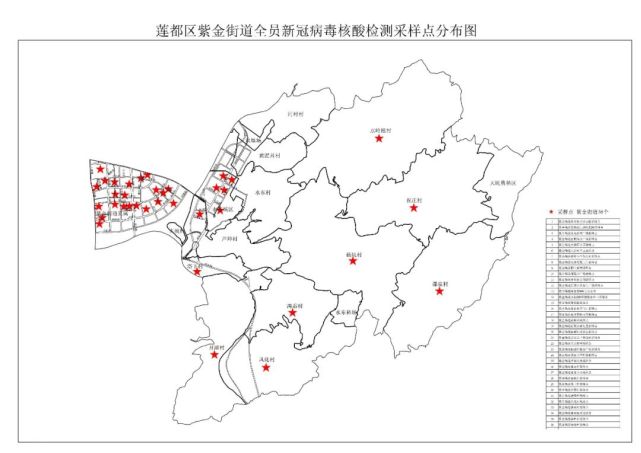 ▼街道核酸筛查采样点分布图莲都区请大家相互转告!