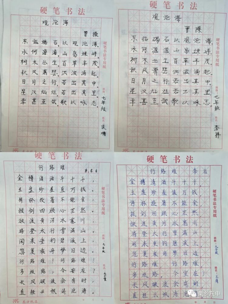 东川九年一贯制学校开展硬笔书法比赛活动二