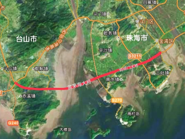 广东省鹤港高速线路,是港珠澳大桥的连接线,能直通江门台山等地