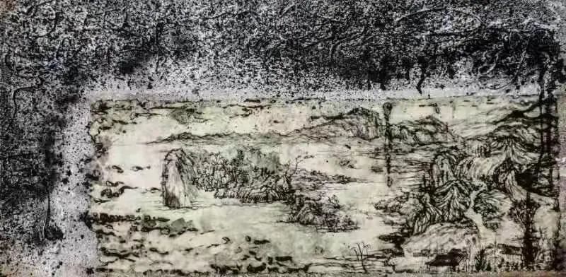 张远《山的语言1》84cm x 42cm 综合材料张远《山的语言2》42cm x 42