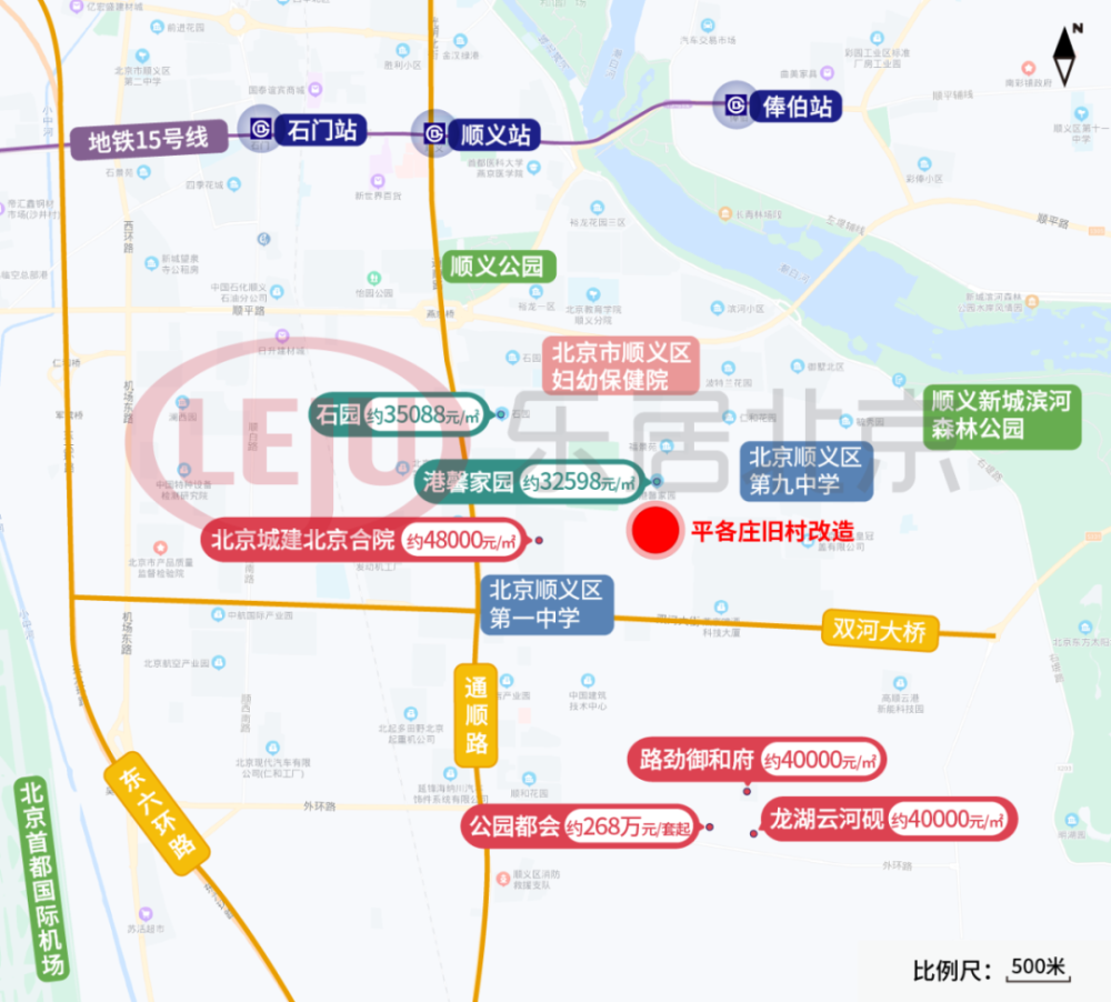 未来或是10层以下洋房及小高层产品,距离顺义重点学校牛栏山