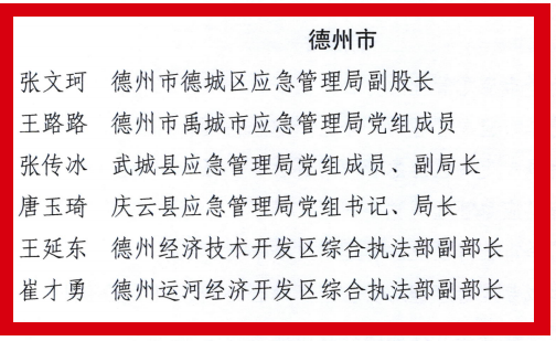 德州8集体6个人上榜山东省应急系统先进集体和个人名单公布