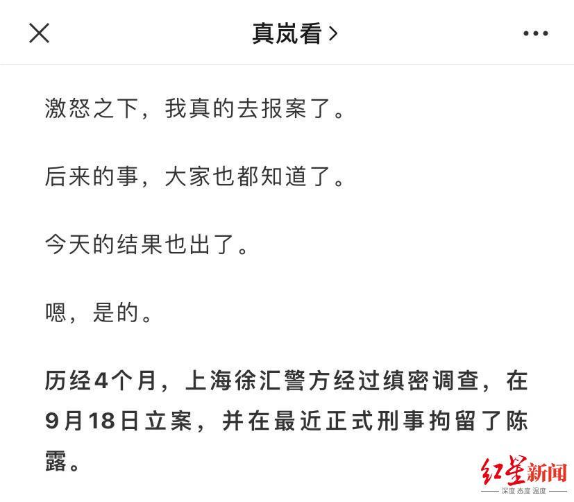 陈露被抓后曾喊话让她赶紧收手的作家陈岚披露报案经过