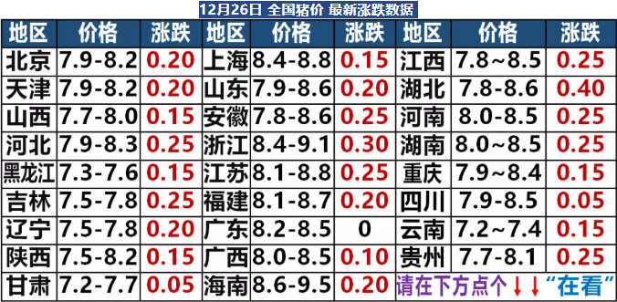 明天猪价12月26日猪价惊天暴涨太疯狂了已涨到9元