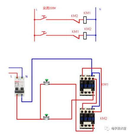 接触器自锁点动控制电机正反转完整接线5个电气入门必备的基础电路