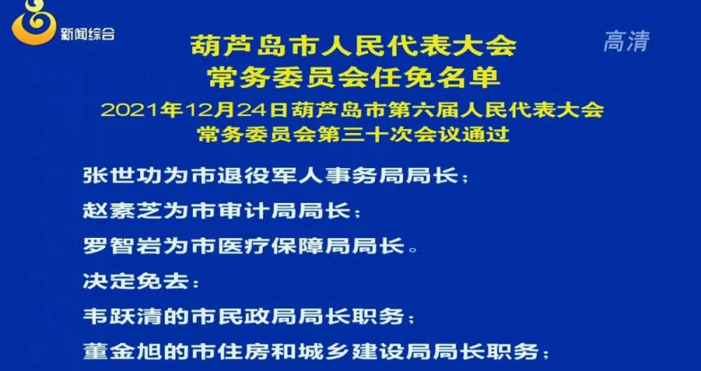 葫芦岛新任命一名副市长和多位局长