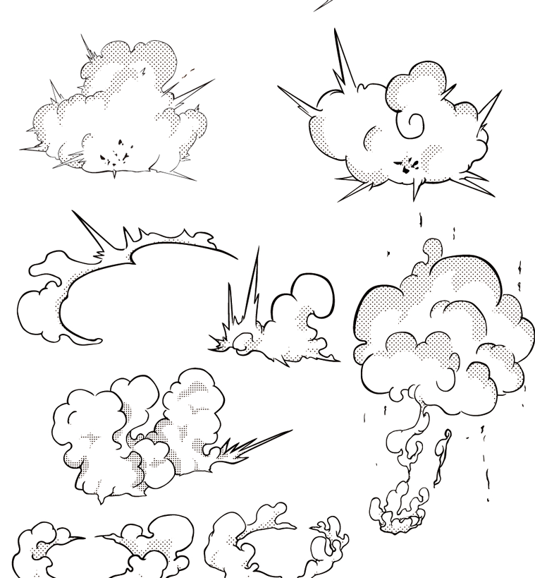 矢量素材丨日式漫画绘画爆炸烟雾效果元素ai矢量图案png免抠图案设计