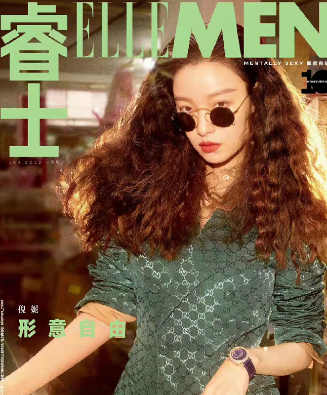 倪妮真是gucci心尖宠新大片穿格纹西装烫羊毛卷玩复古超美艳