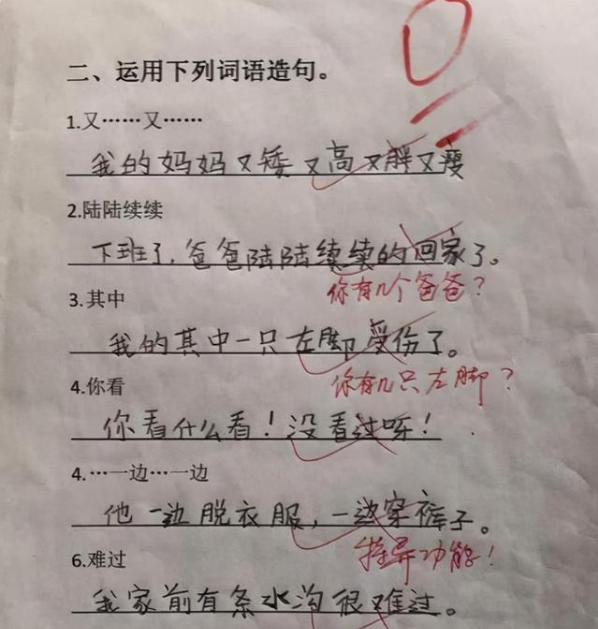 小学生奇葩造句坑爹他是认真的网友确定是亲生的