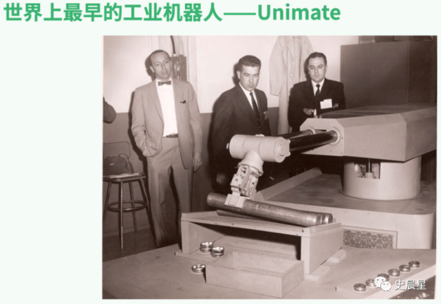 1959 年,美国unimation推出世界上第一台工业机器人unimate,重达两吨