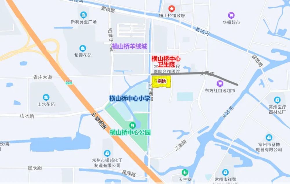 地块四至位置具体位于常州经开区横山桥镇,东至兴隆南路,南至柳八路