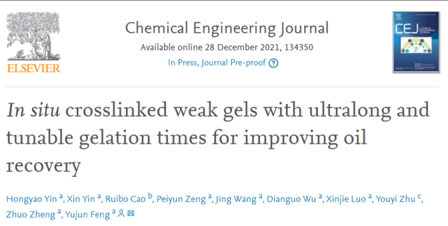 gelation, situ crosslinked weak gels with ultralong and tunable gelation