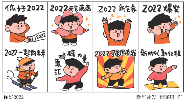 (图表·表情包)【元旦】你好2022(横版)