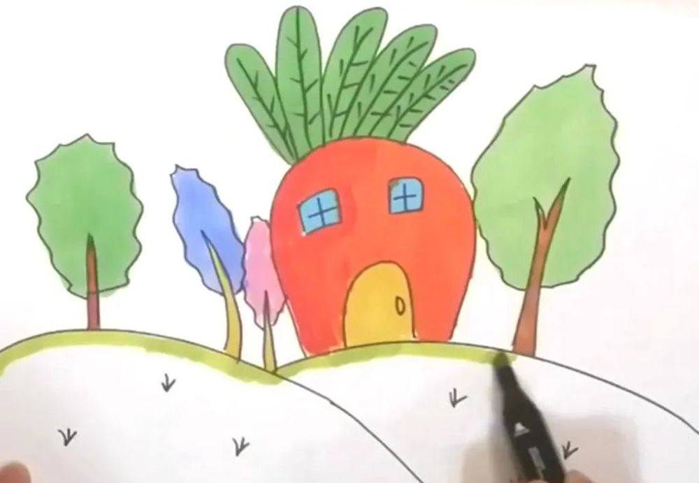儿童画教程胡萝卜房子简单有趣的绘画步骤