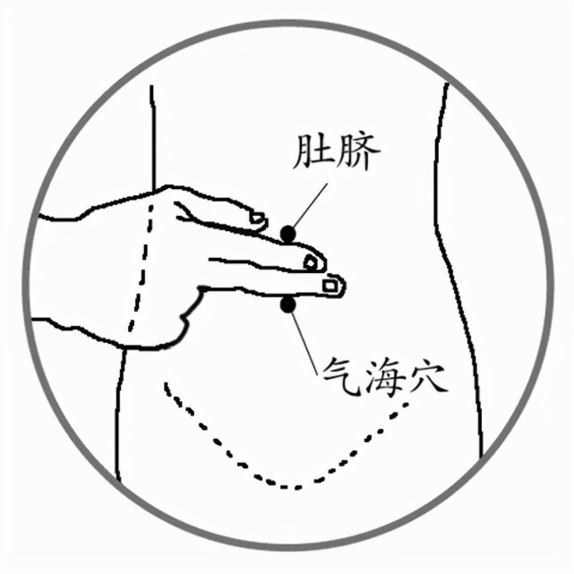 取中脘,神阙,气海,关元四个穴位处,用棉棒蘸取消毒酒精擦拭穴位.