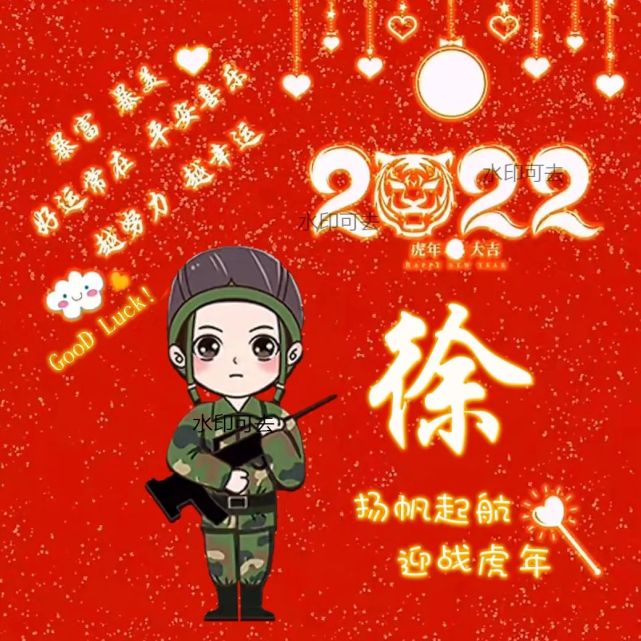 2022虎年元旦喜庆姓氏头像,制作你的专属头像