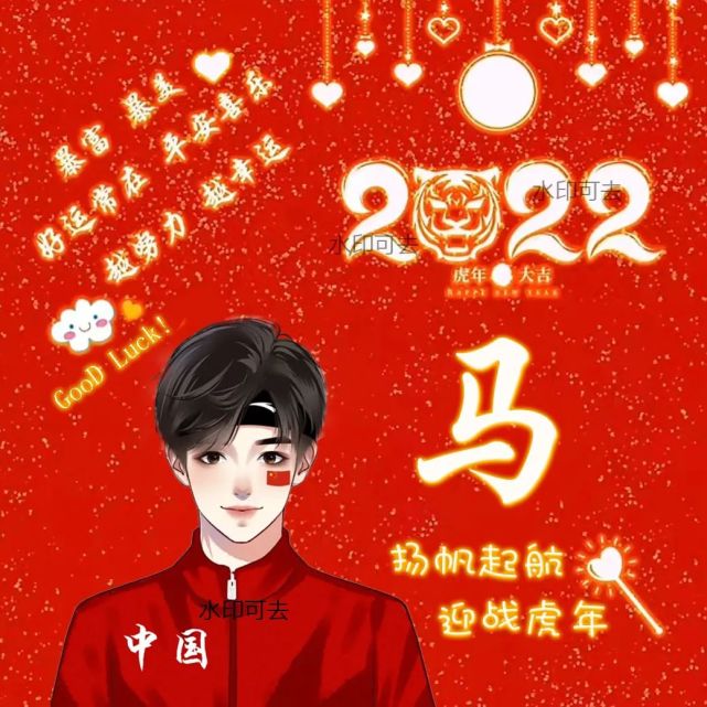 2022虎年元旦喜庆姓氏头像,制作你的专属头像