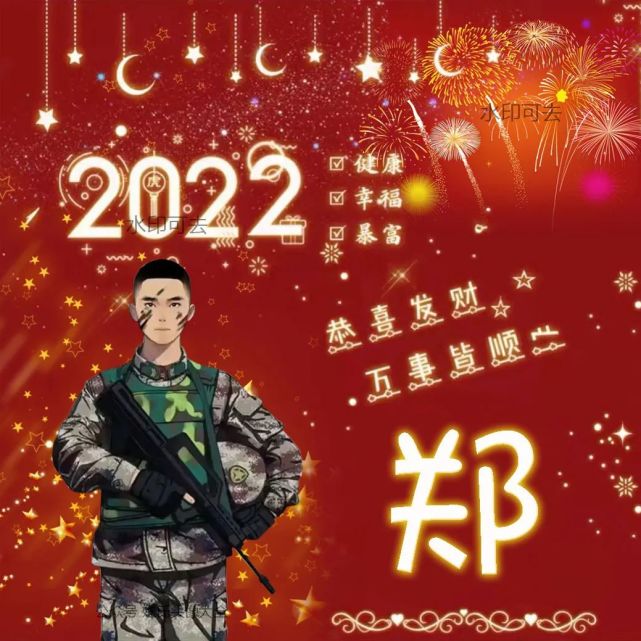 2022虎年元旦喜庆姓氏头像,制作你的专属头像