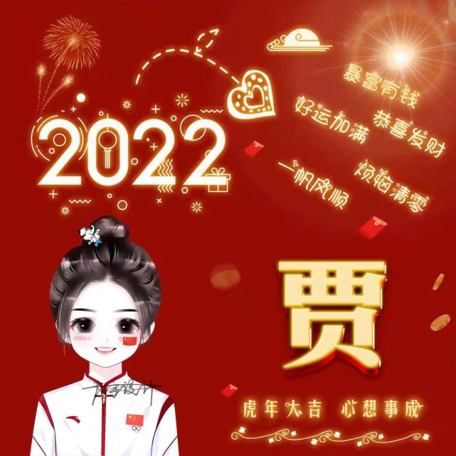 2022虎年元旦喜庆姓氏头像,制作你的专属头像